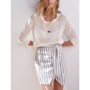 Madewell Striped Linen Wrap Mini Skirt